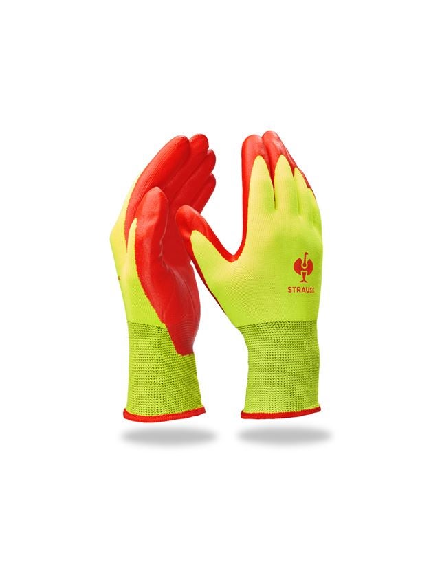 Coated: Nitrile foam gloves Flexible Foam + high-vis yellow/red