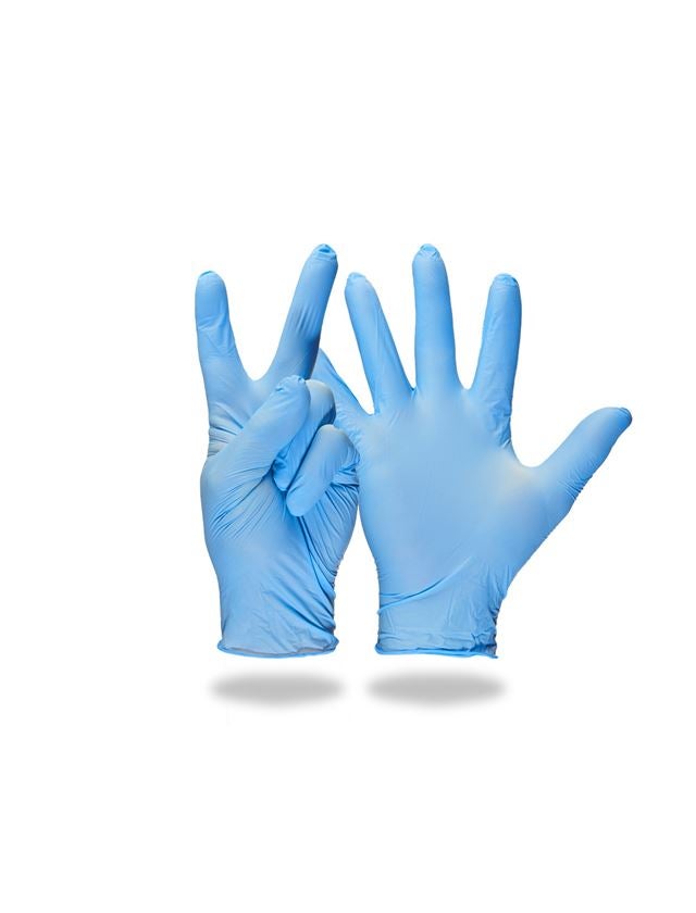 Coated: Disposable nitrile gloves, powder-free + blue