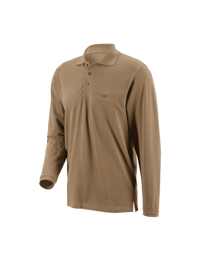 T-Shirts, Pullover & Skjorter: e.s. Longsleeve-Polo cotton Pocket + kaki