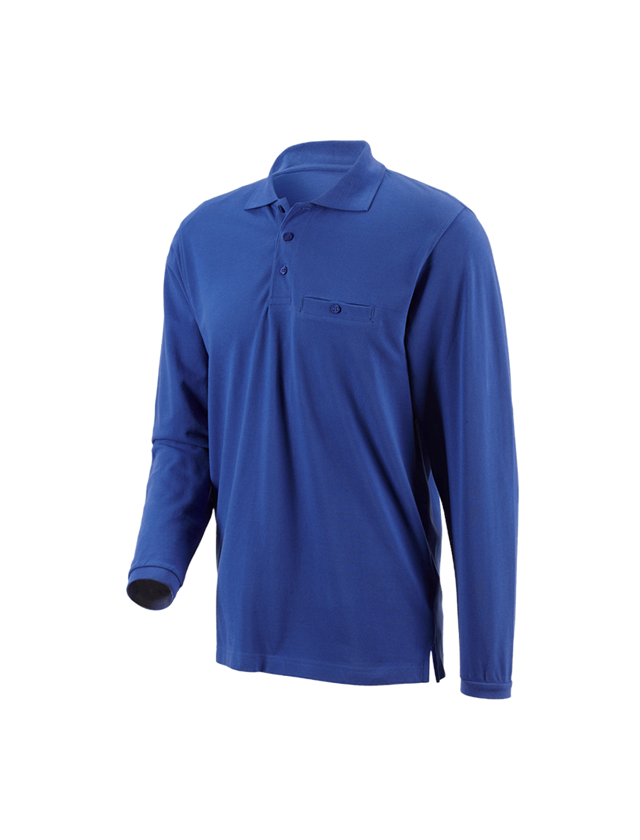 T-Shirts, Pullover & Skjorter: e.s. Longsleeve-Polo cotton Pocket + kornblå