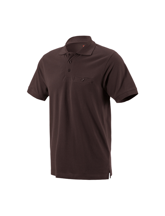 Emner: e.s. Polo-Shirt cotton Pocket + brun