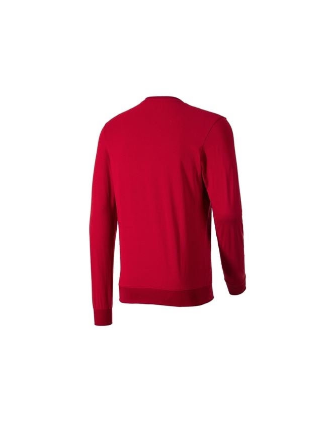 T-Shirts, Pullover & Skjorter: e.s. Longsleeve cotton stretch + ildrød 1