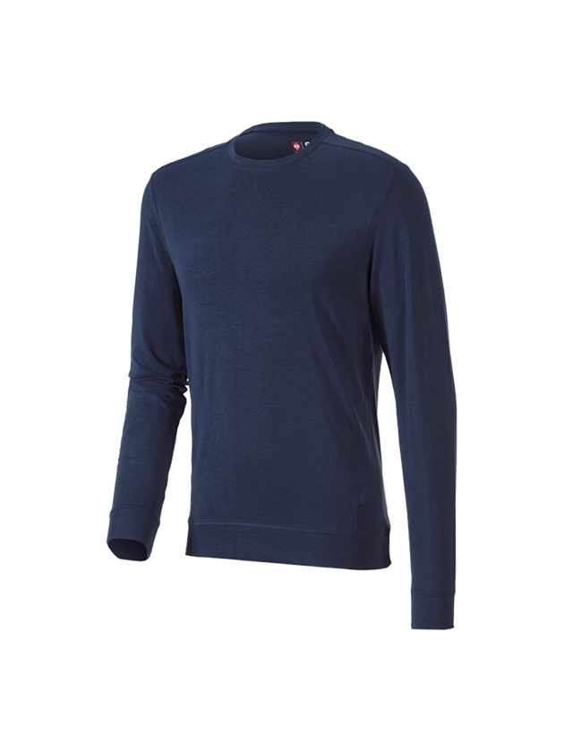 T-Shirts, Pullover & Skjorter: e.s. Longsleeve cotton stretch + mørkeblå