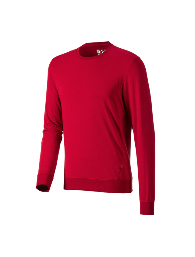 T-Shirts, Pullover & Skjorter: e.s. Longsleeve cotton stretch + ildrød