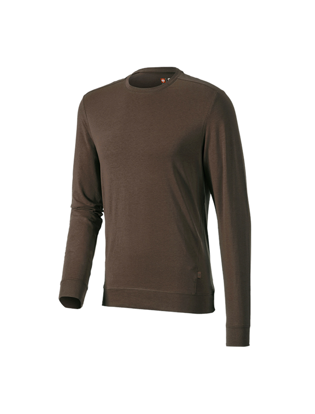 T-Shirts, Pullover & Skjorter: e.s. Longsleeve cotton stretch + kastanje