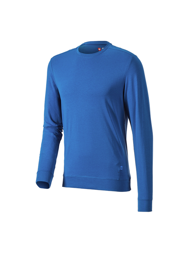 T-Shirts, Pullover & Skjorter: e.s. Longsleeve cotton stretch + ensianblå