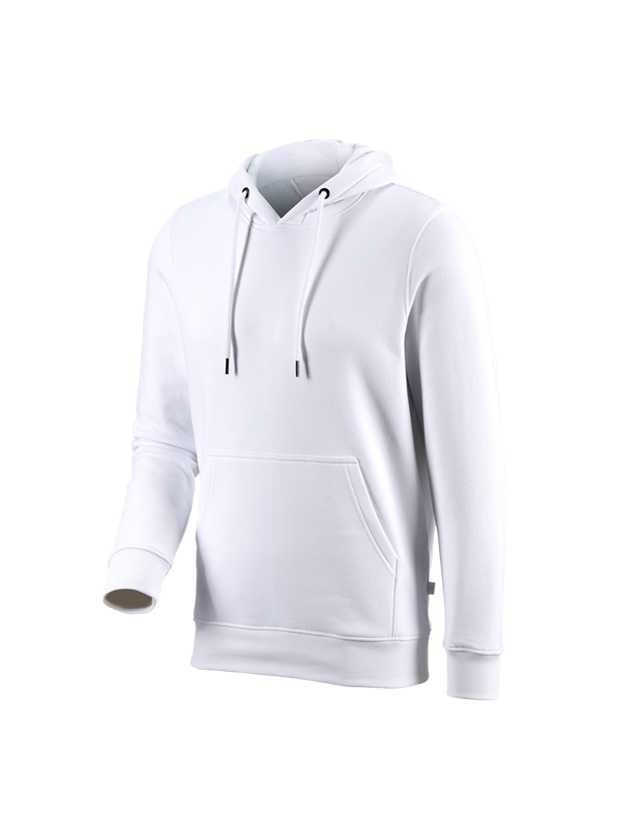 T-Shirts, Pullover & Skjorter: e.s. Hoody-Sweatshirt poly cotton + hvid 1