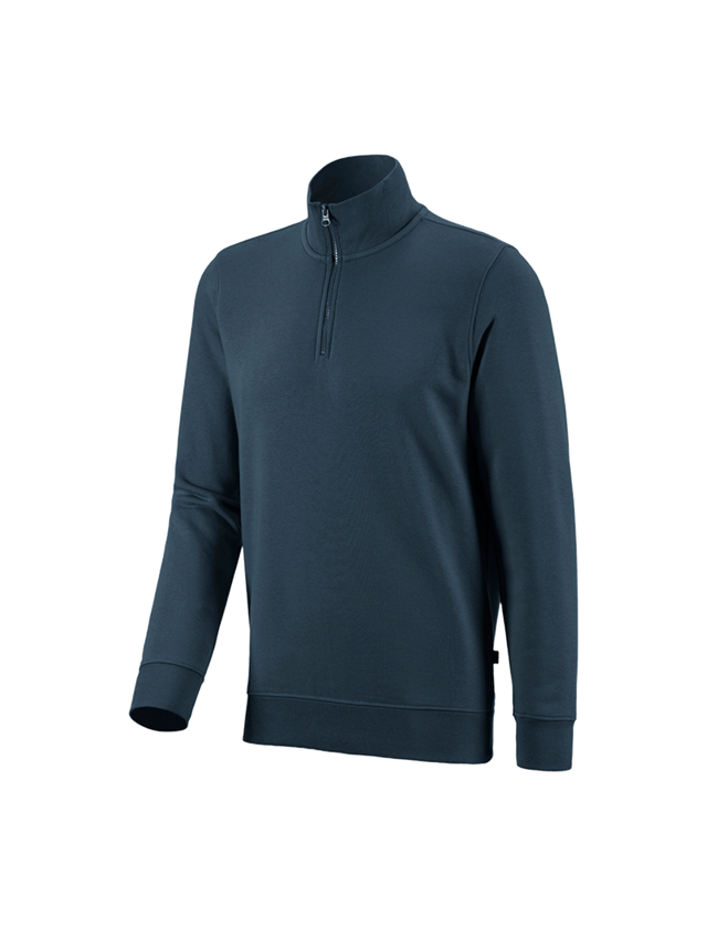 Tømrer / Snedker: e.s. ZIP-Sweatshirt poly cotton + havblå