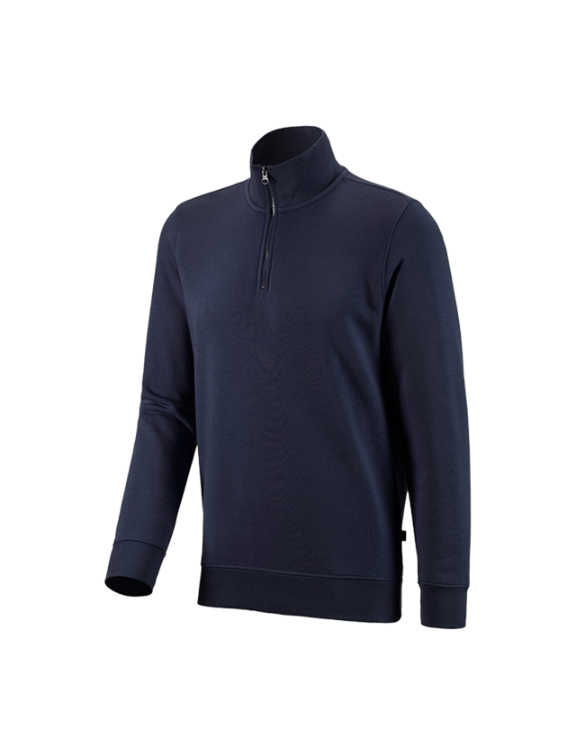 T-Shirts, Pullover & Skjorter: e.s. ZIP-Sweatshirt poly cotton + mørkeblå