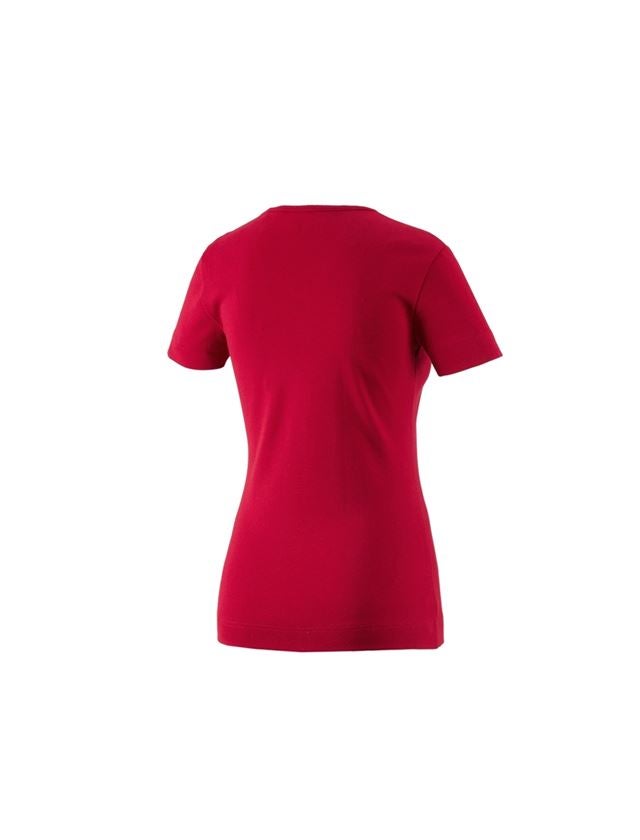 T-Shirts, Pullover & Skjorter: e.s. T-Shirt cotton V-Neck, damer + rød 1