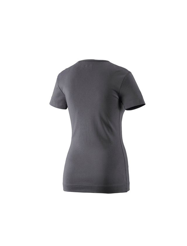 T-Shirts, Pullover & Skjorter: e.s. T-Shirt cotton V-Neck, damer + antracit 1