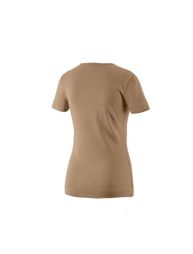 T-Shirts, Pullover & Skjorter: e.s. T-Shirt cotton V-Neck, damer + kaki 1