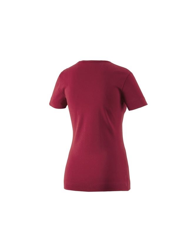 T-Shirts, Pullover & Skjorter: e.s. T-Shirt cotton V-Neck, damer + bordeaux 1