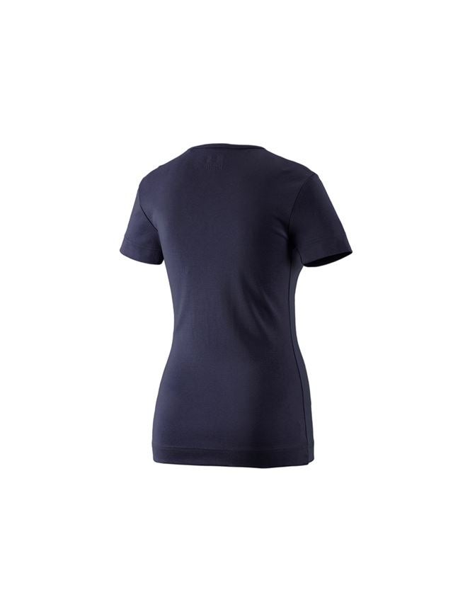 T-Shirts, Pullover & Skjorter: e.s. T-Shirt cotton V-Neck, damer + mørkeblå 1