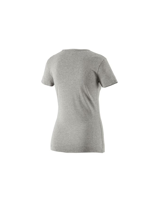 T-Shirts, Pullover & Skjorter: e.s. T-Shirt cotton V-Neck, damer + gråmeleret 1