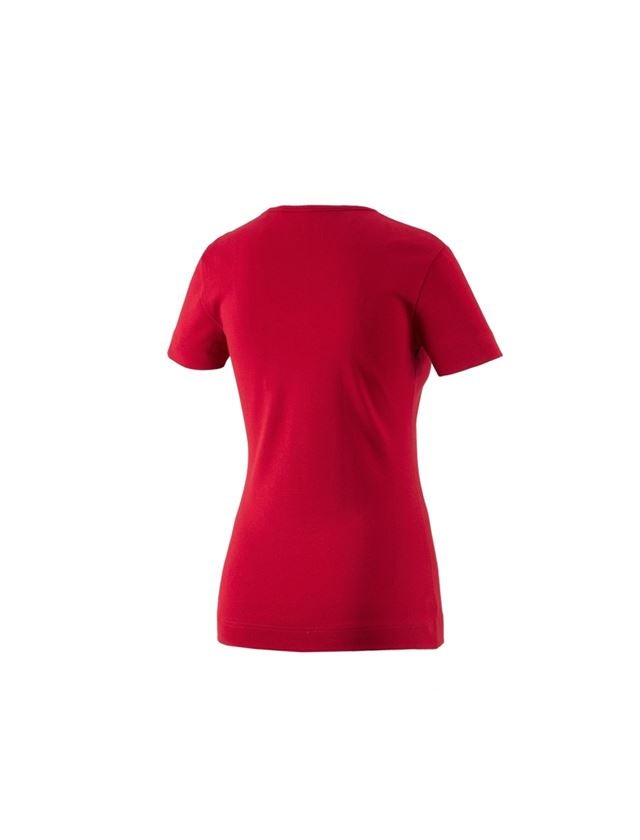T-Shirts, Pullover & Skjorter: e.s. T-Shirt cotton V-Neck, damer + ildrød 1