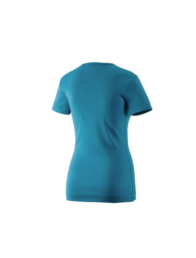 T-Shirts, Pullover & Skjorter: e.s. T-Shirt cotton V-Neck, damer + petrol 1