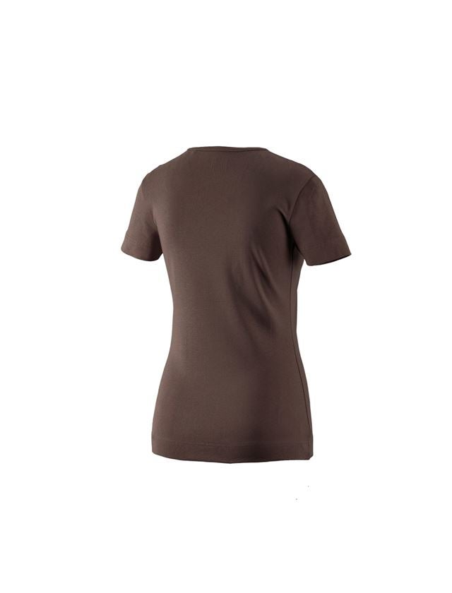 T-Shirts, Pullover & Skjorter: e.s. T-Shirt cotton V-Neck, damer + kastanje 1