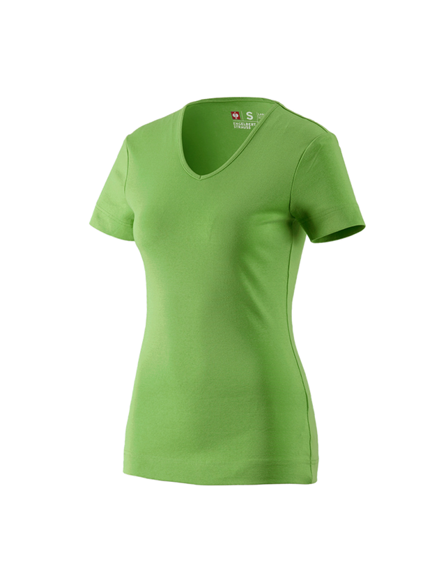 T-Shirts, Pullover & Skjorter: e.s. T-Shirt cotton V-Neck, damer + havgrøn