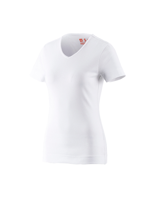 T-Shirt cotton V-Neck, damer hvid |