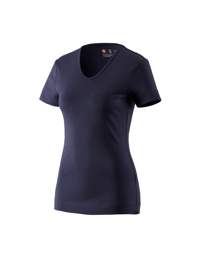 Emner: e.s. T-Shirt cotton V-Neck, damer + mørkeblå