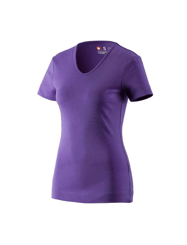 T-Shirts, Pullover & Skjorter: e.s. T-Shirt cotton V-Neck, damer + lilla