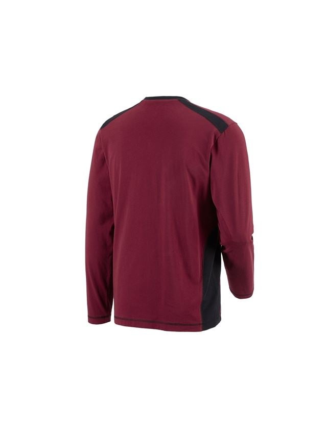 T-Shirts, Pullover & Skjorter: Longsleeve cotton e.s.active + bordeaux/sort 1