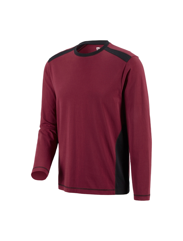 T-Shirts, Pullover & Skjorter: Longsleeve cotton e.s.active + bordeaux/sort
