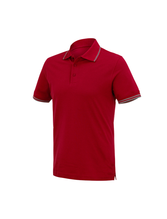 T-Shirts, Pullover & Skjorter: e.s. Polo-Shirt cotton Deluxe Colour + ildrød/aluminium