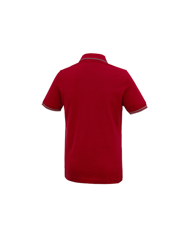 T-Shirts, Pullover & Skjorter: e.s. Polo-Shirt cotton Deluxe Colour + ildrød/aluminium 1