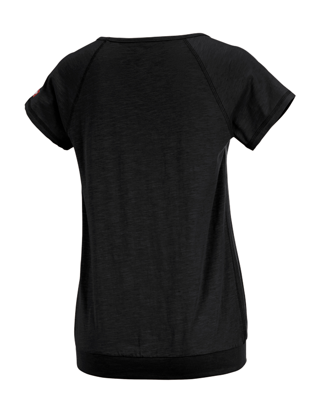 T-Shirts, Pullover & Skjorter: e.s. T-Shirt cotton slub, damer + sort 1