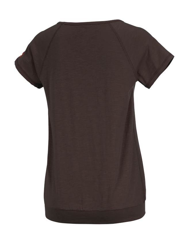 T-Shirts, Pullover & Skjorter: e.s. T-Shirt cotton slub, damer + kastanje 1