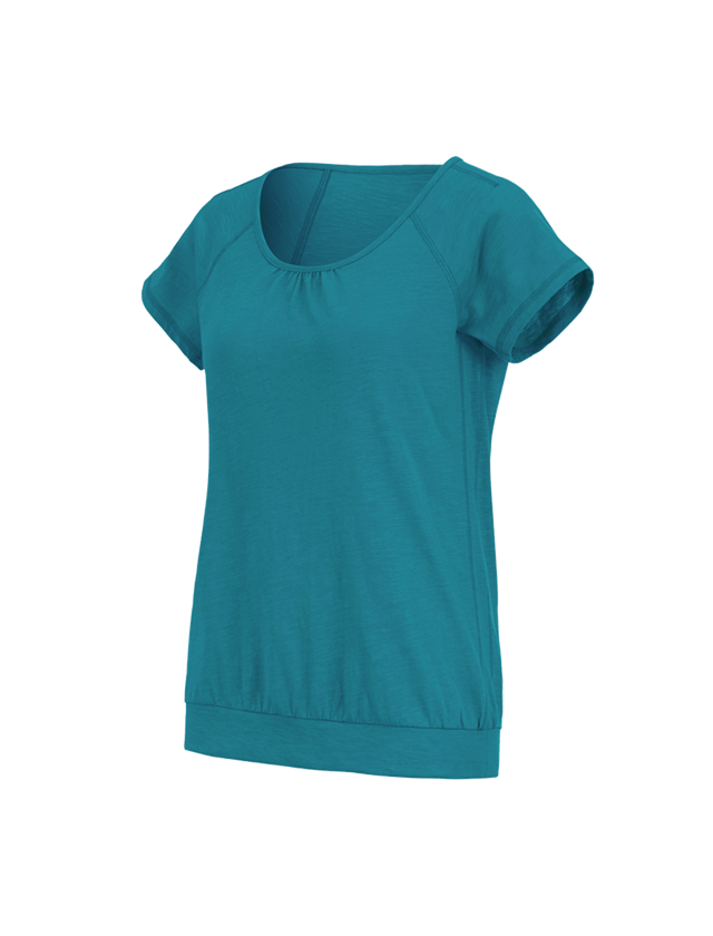 T-Shirts, Pullover & Skjorter: e.s. T-Shirt cotton slub, damer + ocean