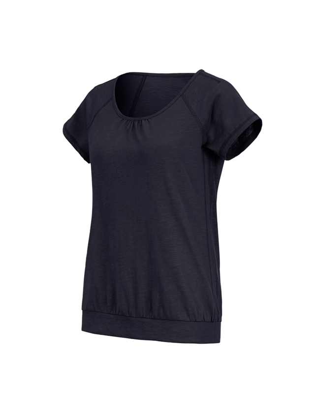 T-Shirts, Pullover & Skjorter: e.s. T-Shirt cotton slub, damer + mørkeblå