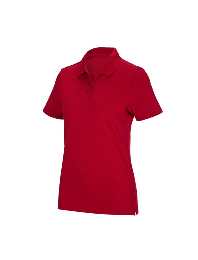 T-Shirts, Pullover & Skjorter: e.s. funktions poloshirt poly cotton, damer + ildrød