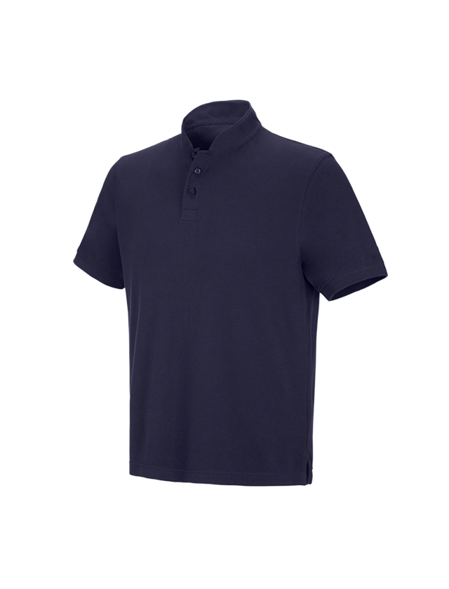 T-Shirts, Pullover & Skjorter: e.s. polo-shirt cotton Mandarin + mørkeblå