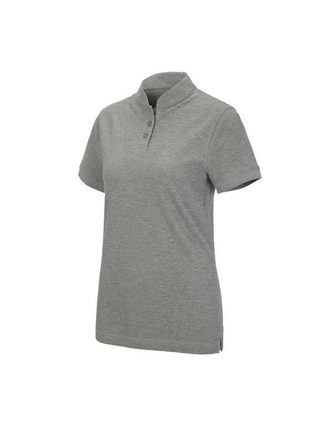 T-Shirts, Pullover & Skjorter: e.s. polo-shirt cotton Mandarin, damer + gråmeleret