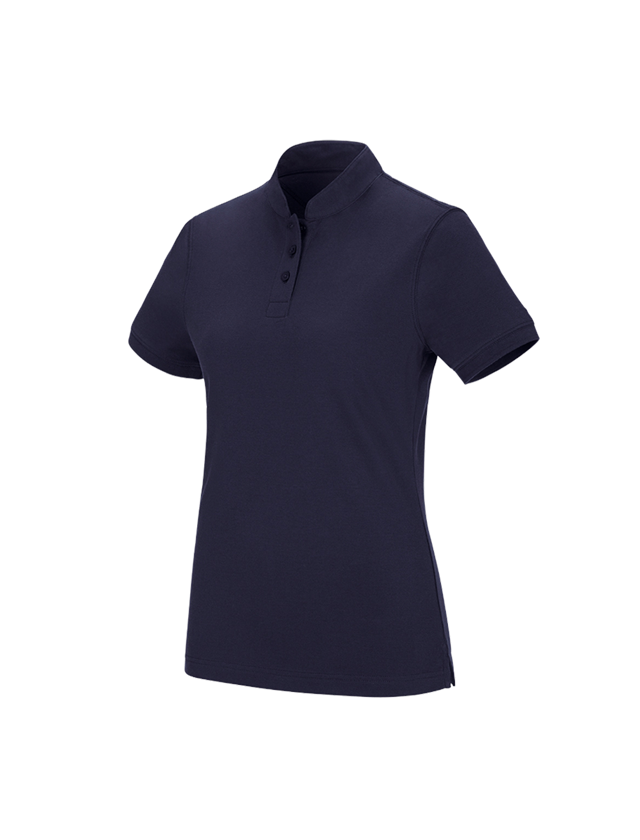 T-Shirts, Pullover & Skjorter: e.s. polo-shirt cotton Mandarin, damer + mørkeblå