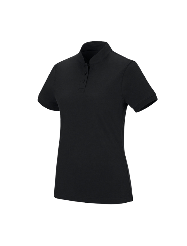 T-Shirts, Pullover & Skjorter: e.s. polo-shirt cotton Mandarin, damer + sort