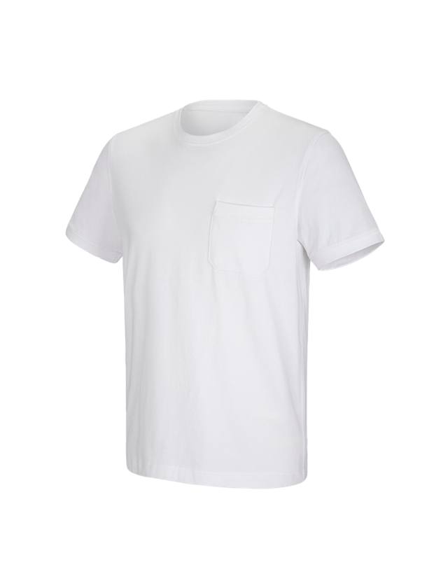 T-Shirts, Pullover & Skjorter: e.s. T-shirt cotton stretch Pocket + hvid 2