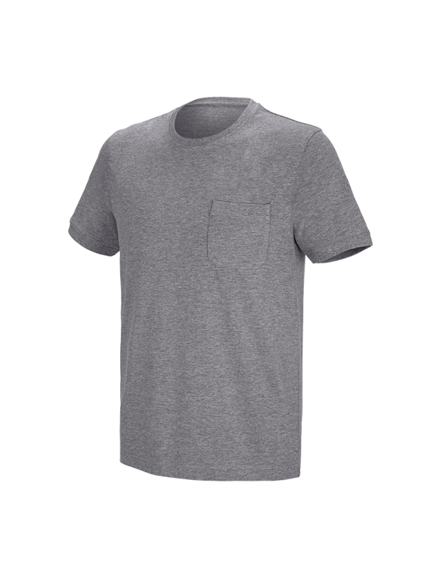 T-Shirts, Pullover & Skjorter: e.s. T-shirt cotton stretch Pocket + gråmeleret