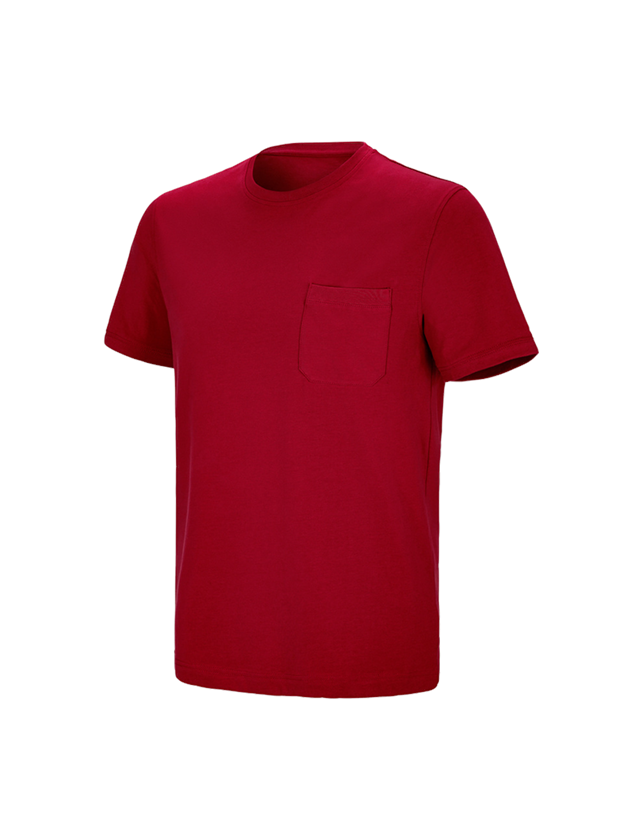 Emner: e.s. T-shirt cotton stretch Pocket + ildrød