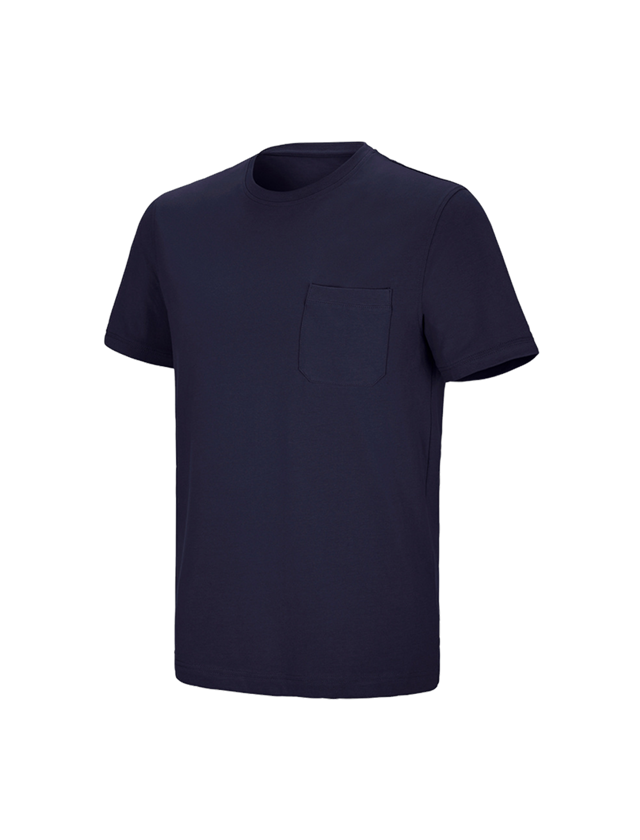 T-Shirts, Pullover & Skjorter: e.s. T-shirt cotton stretch Pocket + mørkeblå 2