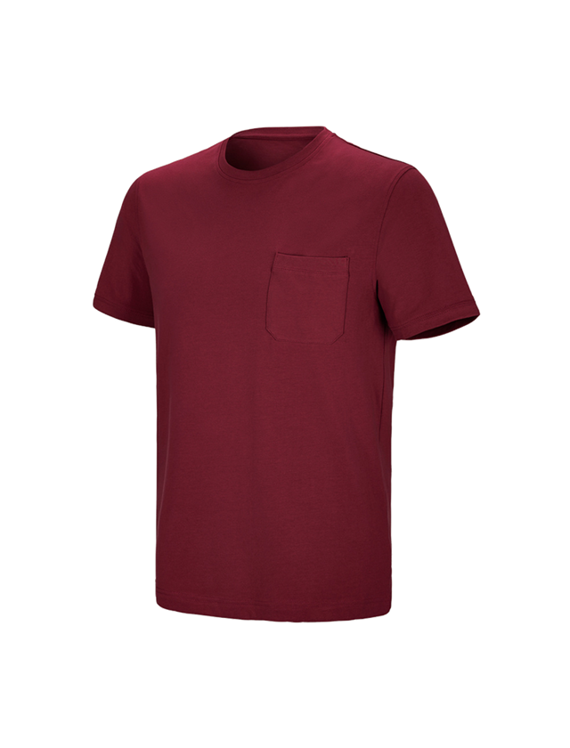 T-Shirts, Pullover & Skjorter: e.s. T-shirt cotton stretch Pocket + bordeaux