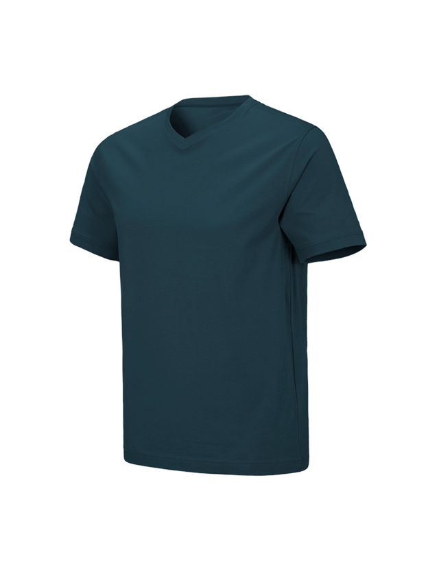 T-Shirts, Pullover & Skjorter: e.s. T-shirt cotton stretch V-Neck + havblå