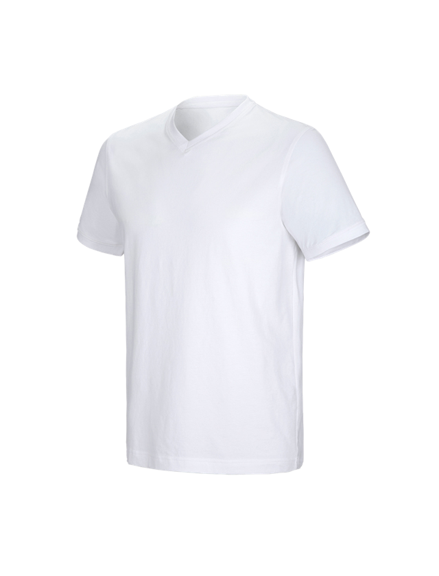 T-Shirts, Pullover & Skjorter: e.s. T-shirt cotton stretch V-Neck + hvid 2