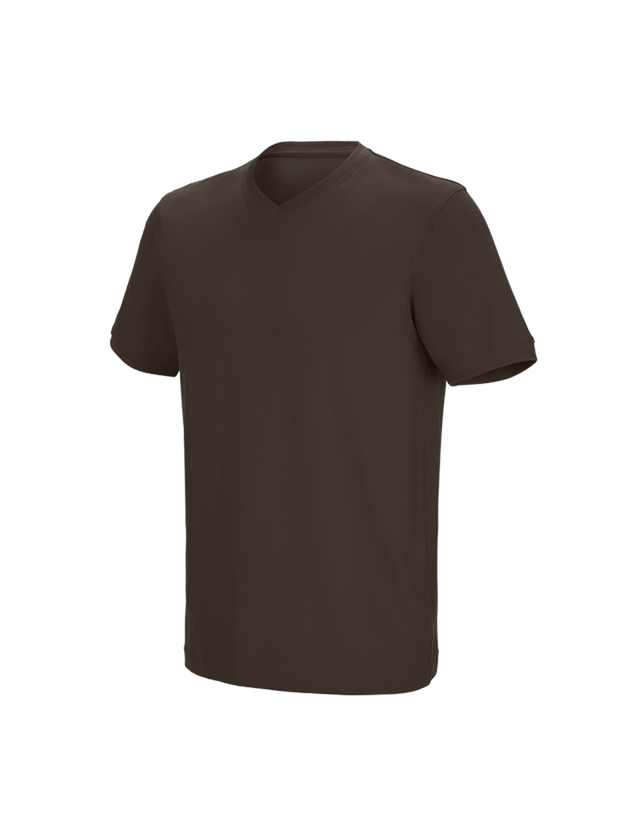 T-Shirts, Pullover & Skjorter: e.s. T-shirt cotton stretch V-Neck + kastanje 2