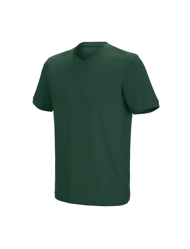Emner: e.s. T-shirt cotton stretch V-Neck + grøn