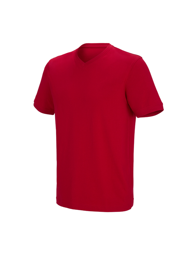 Plumbers / Installers: e.s. T-shirt cotton stretch V-Neck + fiery red