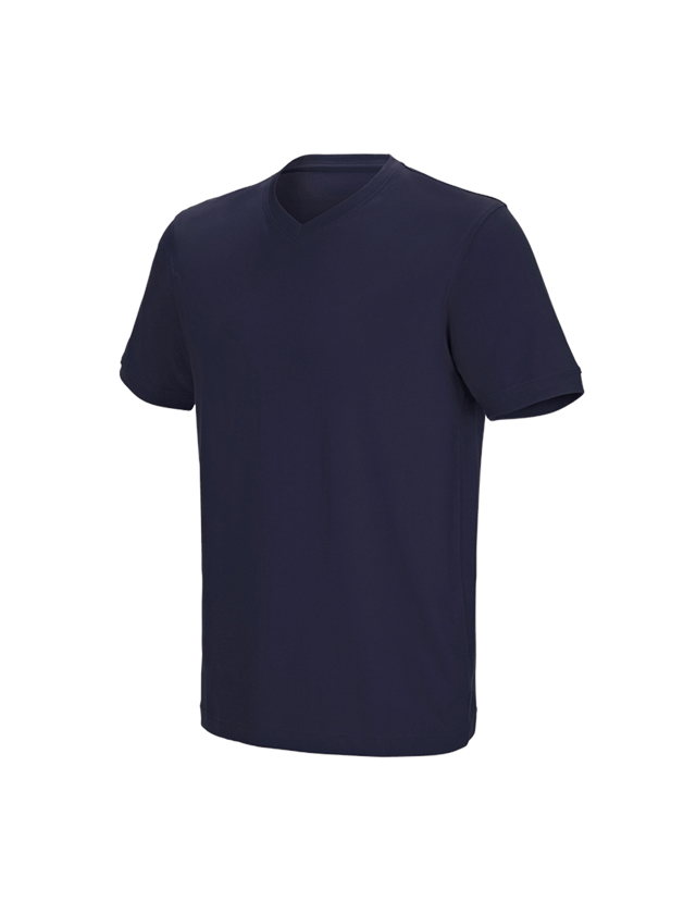 T-Shirts, Pullover & Skjorter: e.s. T-shirt cotton stretch V-Neck + mørkeblå 2